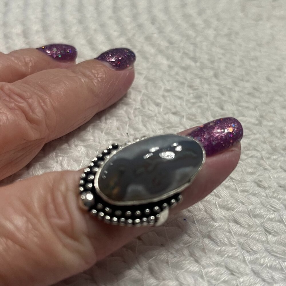 Gorgeous TREE AGATE Handmade Sterling 925 RIng Size 6.5 #300E - Picture 3 of 3